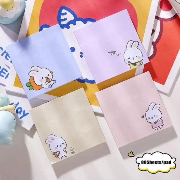 01cf25a4bedd416caaa94f448ab6da02-goods 4pcs/set Rabbit Self-Adhesive Notebooks 80 Sheets