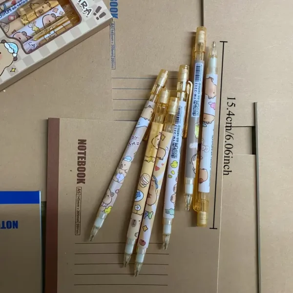 6pcs Capybara Mechanical Pencils with Built-In Erasers