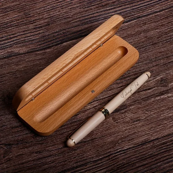 1e3e55d1-3579-4d9b-b132-e9273a86d28e 1set Wooden Pen + Wooden Gift Box Set