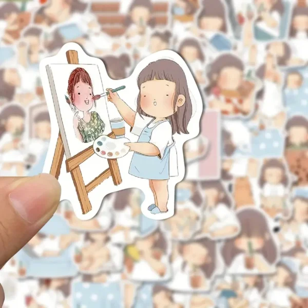 50pcs Cute Lazy Fat Girl Cartoon Random Stickers