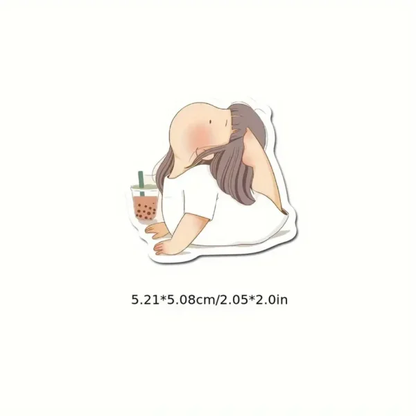 50pcs Cute Lazy Fat Girl Cartoon Random Stickers