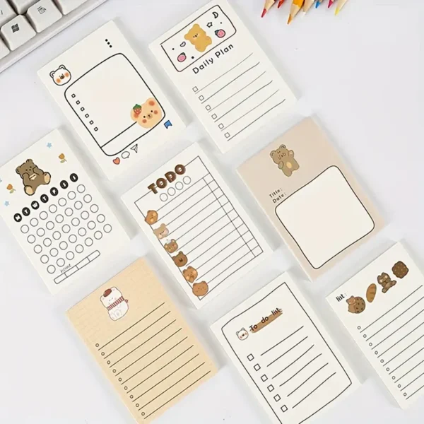 90cc6b05-79bd-4874-a040-d020293fe949 4 Pack Cute Cartoon Bear Daily Planner Sticky Notes