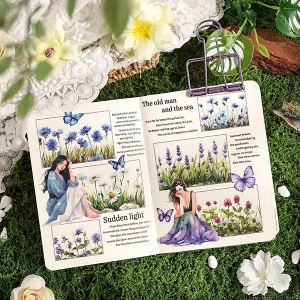 924c4c6fb61544618bce6aac6f4c4bf0-goods 120pcs Literary and Fresh Grass Flower Sticker Pack